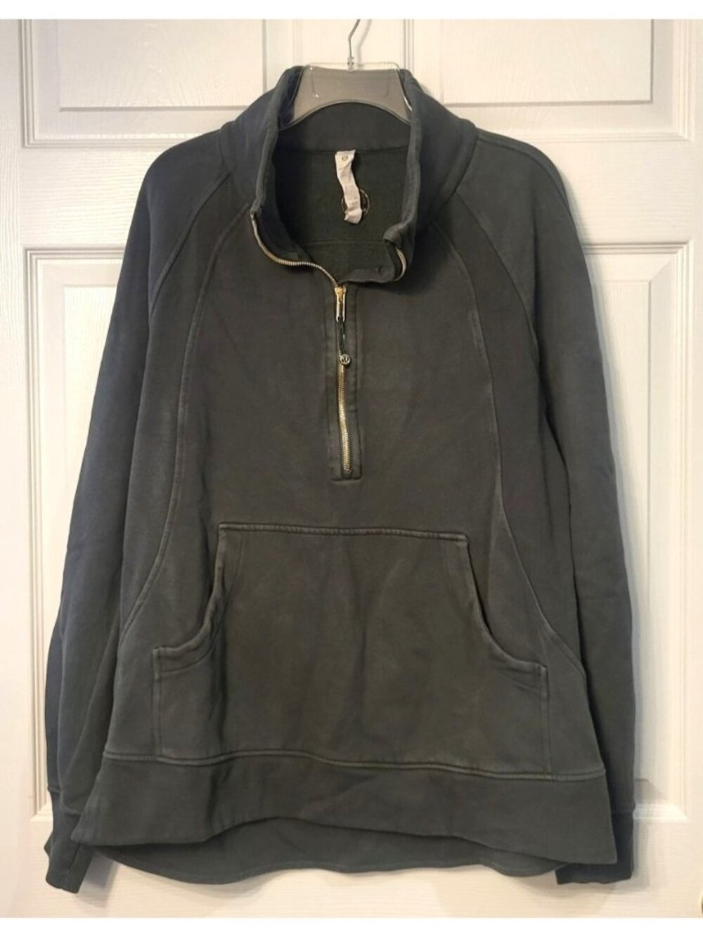 Lululemon Scuba Oversized Funnel-Neck Half-Zip Green Gold Sweatshirt SZ XL/XXL